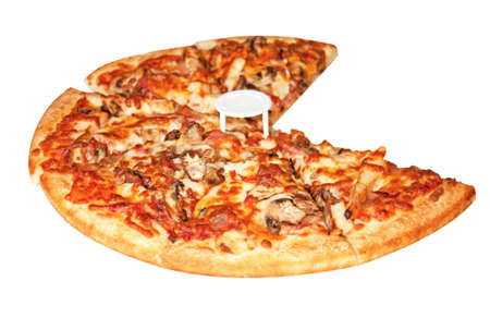Fresh crust pizza isolated on the white background の写真素材