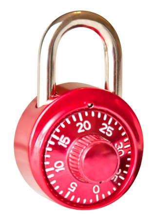 Red closed isolated combination padlock の写真素材
