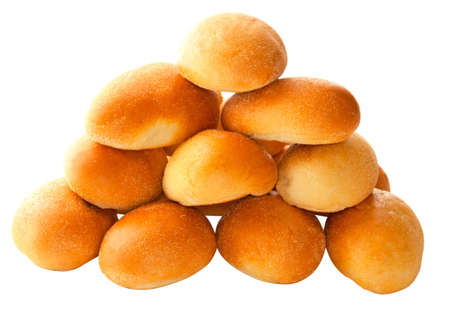 A group of isolated stacked small bunsの写真素材