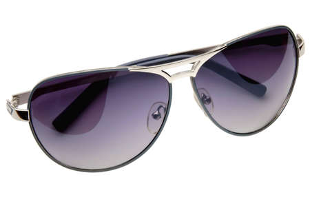 Isolated  violet sunglasses in the gray frameの写真素材