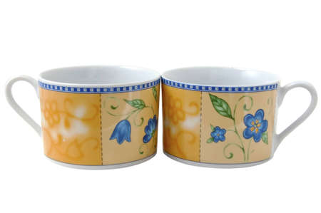 Two tea cups isolated on the white backgroundの写真素材