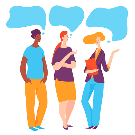 Vector illustration with three business people taking conversationのイラスト素材
