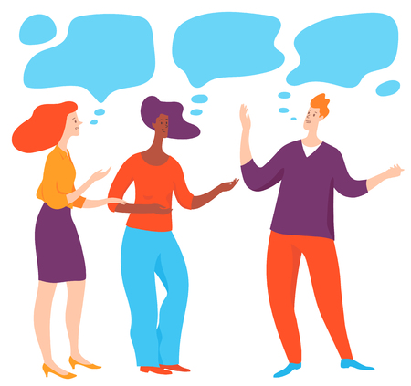 Vector illustration with cartoon stylish  people taking conversationのイラスト素材