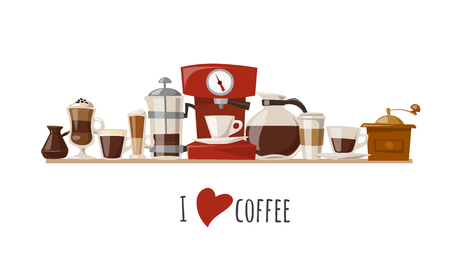 Vector coffee design with coffee icons. Food and drink elements. Coffee poster.のイラスト素材