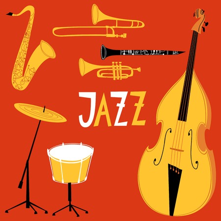 Vector musical instruments for jazz poster or card.のイラスト素材