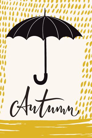 Vector autumn poster with calligraphy and retro styleのイラスト素材