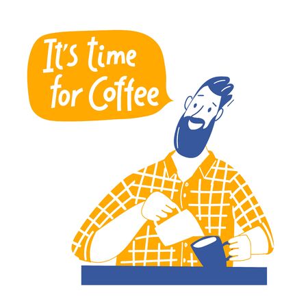 Coffee motivational vector design with barista and letteringのイラスト素材