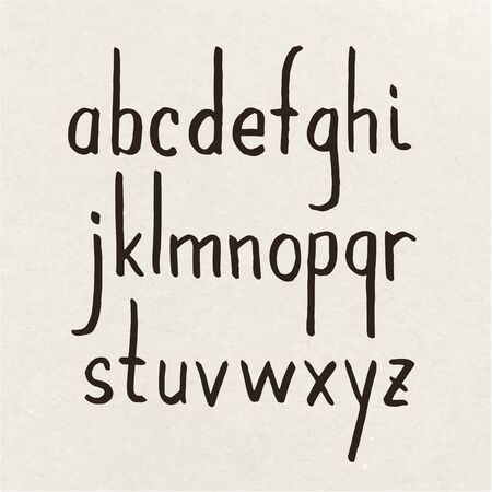 Hand drawn alphabet written with pen in blackboard design.