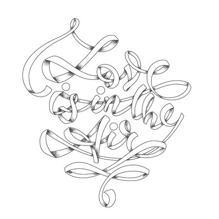 Love is in the Air poster. Cool calligraphic poster. Motivational lettering. Blackboard design. Love phrase. Valentine's day card design. のイラスト素材