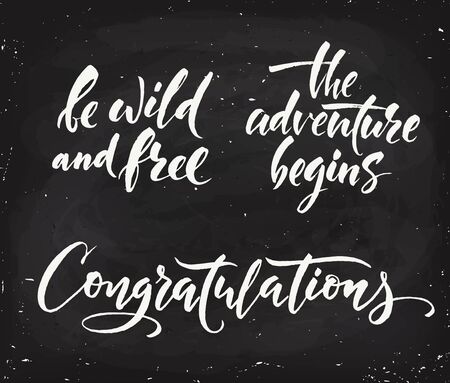 Set of four vector chalk letterings in blackboard vintage design.のイラスト素材