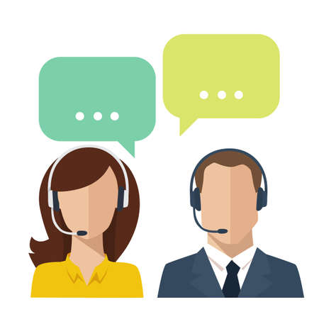 Telecom operators professions avatars male and femaleのイラスト素材