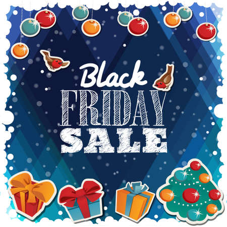 Black Friday promo sale shopping poster with cute cartoon character.のイラスト素材