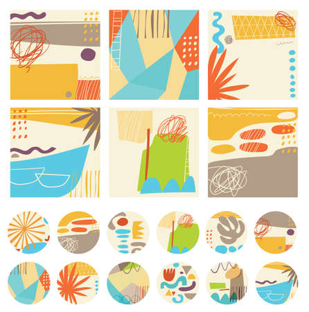 Various modern highlights and story icons for social media in nature colors