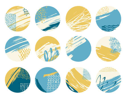 Various modern highlights and story sand colors icons for social mediaのイラスト素材