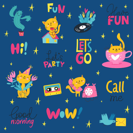 Seamless modern style background for textile or paer in cute pop art style.のイラスト素材