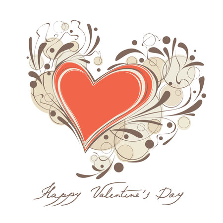 Valentines day card with cute heart and hand drawing lettering.のイラスト素材