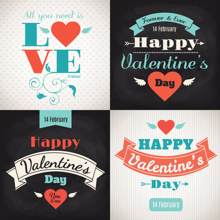 Valentines day posters with cute heart and letteringのイラスト素材