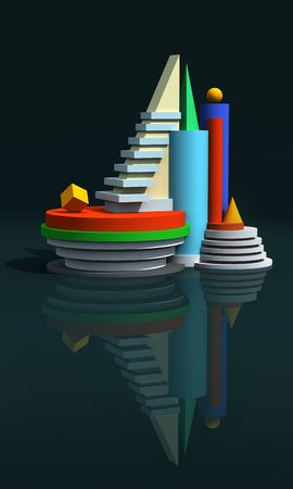 Architectural abstract 3d model composition.