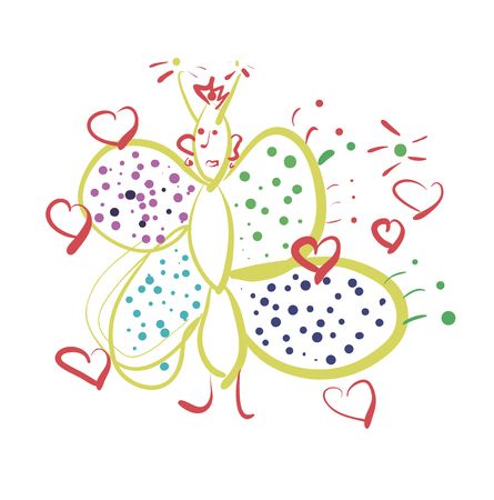 Funny cartoon butterflyのイラスト素材