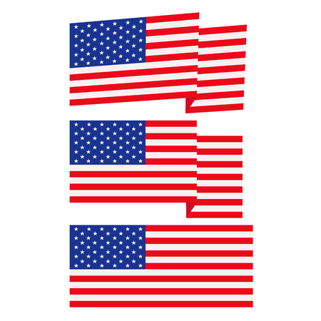 three variants american flag, flat vector illustrationのイラスト素材