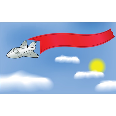 colorful illustration with airplane and banner for your designのイラスト素材