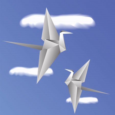 colorful illustration with paper birds for your designのイラスト素材