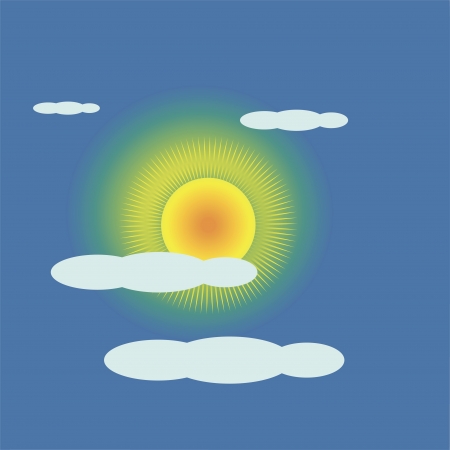 illustration with the sun goes behind a cloud for your designの写真素材