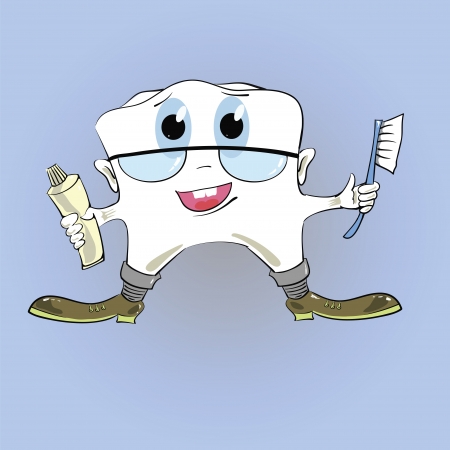 colorful illustration with tooth and toothpaste for your designの写真素材