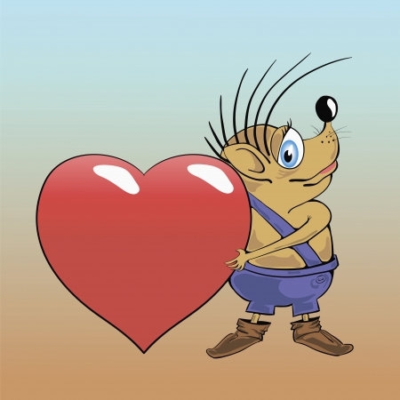 colorful illustration with hedgehog and heart for your designの写真素材