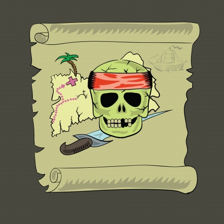 colorful illustration with pirate map for your designの写真素材