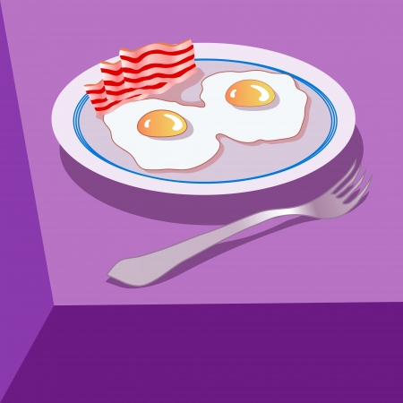 colorful illustration with eggs and bacon for your designの写真素材