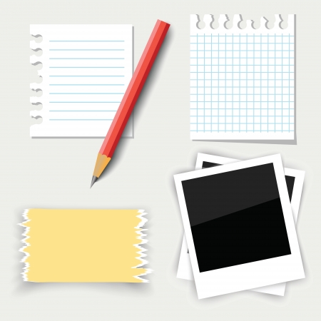 colorful illustration with note paper and pencil for your designのイラスト素材