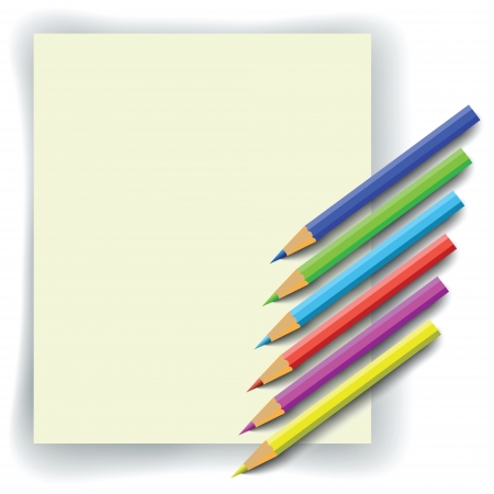 set of colorful pencils and paper for your designのイラスト素材