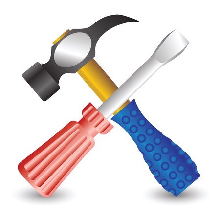 colorful illustration with hammer and screwdriver for your designのイラスト素材