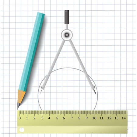 colorful illustration with compass and pencil for your designのイラスト素材