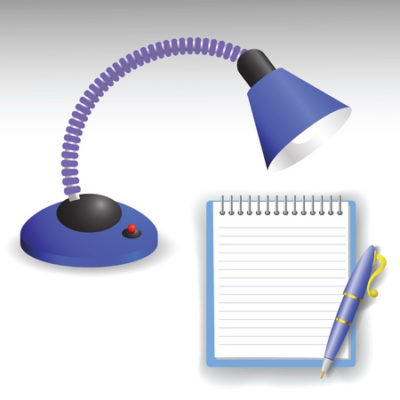 colorful illustration with desk lamp and pen  for your designのイラスト素材