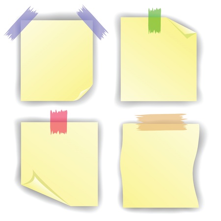 colorful illustration with yellow notice papers isolated on white  のイラスト素材
