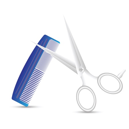 colorful illustration with barber scissors and comb  for your designのイラスト素材