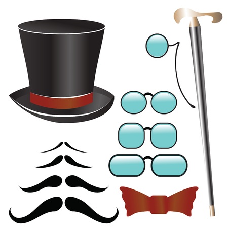 colorful illustration with mustaches and  retro accessories   for your designのイラスト素材