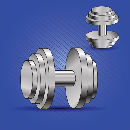 colorful illustration with two dumbbells on blue background  for your designのイラスト素材