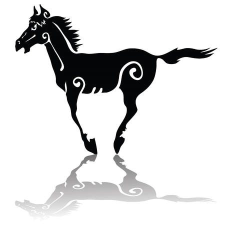 black silhouettes running horse for your designのイラスト素材