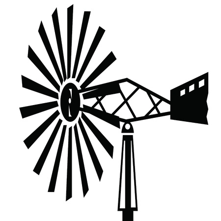 black silhouettes Old Windmill for your designのイラスト素材