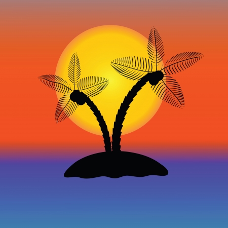 colorful illustration with Palm Tree Silhouette  for your designのイラスト素材