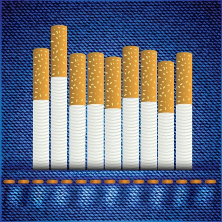 colorful illustration with cigarettes on blue jeans background for your designのイラスト素材