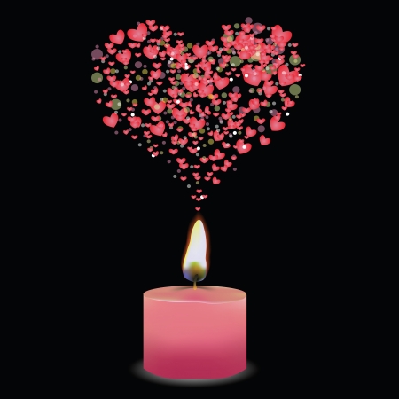 colorful illustration with pink candle and heart for your designのイラスト素材
