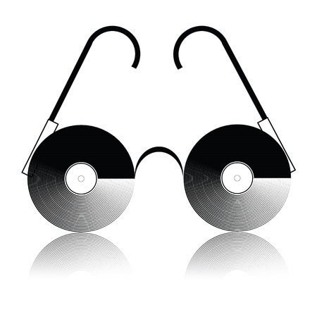 illustration with vinyl glassesのイラスト素材