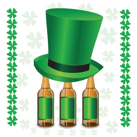 colorful illustration with  bottles of beer and green hat your designのイラスト素材