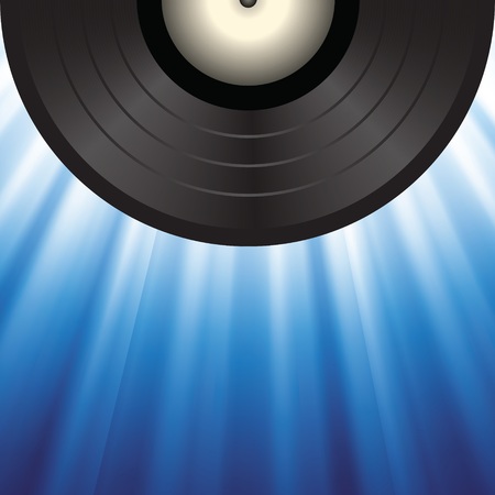 colorful illustration with vinyl backgroundl on a blue wave backgroundのイラスト素材