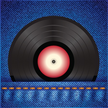 colorful illustration with vinyl disc のイラスト素材