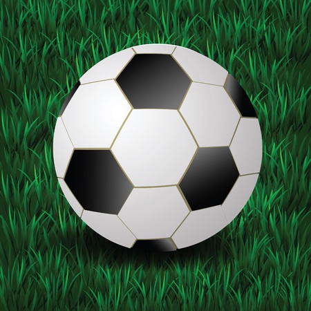 colorful illustration with football on a grass background のイラスト素材